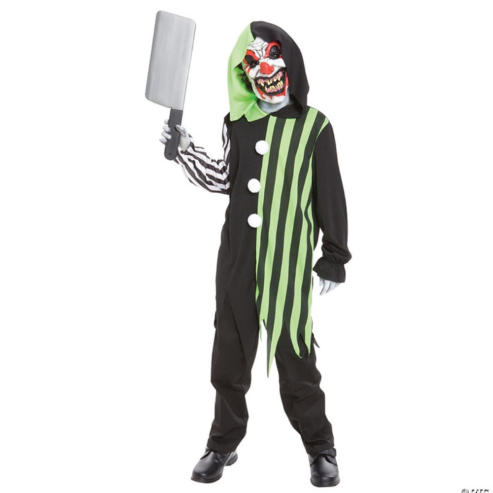 El Wire Clown Neon Costume for Kids - Black and Green with light up mask